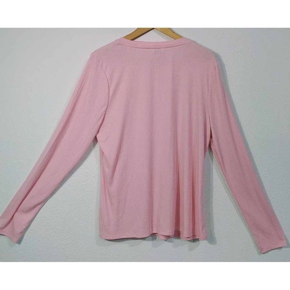 Crown & Ivy Pink Ribbed Long Sleeve Size XXL Crew Neck Pullover Shirt Top NWT - Picture 6 of 12
